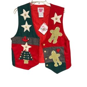 KEREN Hart Bold Red Christmas themed vest size XL NWT